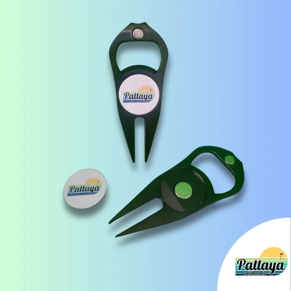 Metal 3 in 1 golf divot tool with magnetic marker and bottle opener